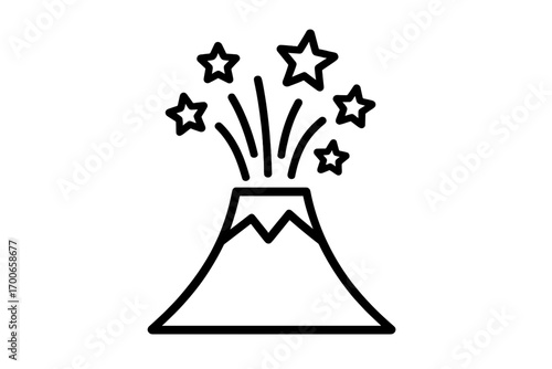 Vector Illustration of Starry Volcano Eruption