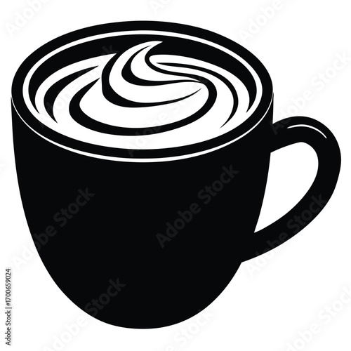 cappuccino mug with foam art vector icon