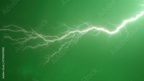 Lightning strikes against green background