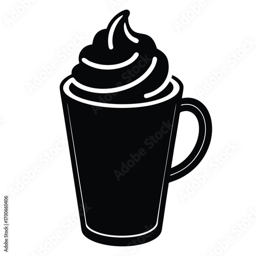 hot chocolate with whipped cream vector icon