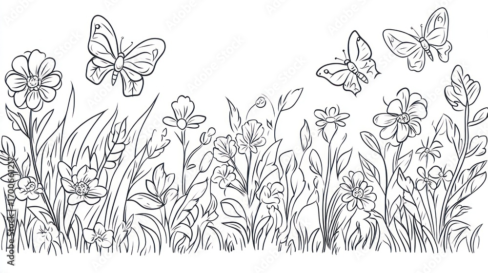 Fototapeta premium Floral border design illustration