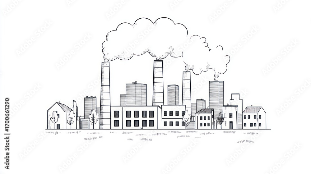 Naklejka premium Industrial cityscape illustration