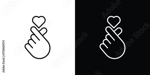 korean heart icon in line design. editable stroke icon.