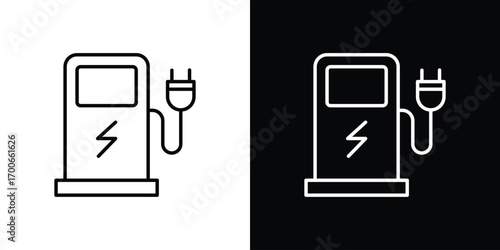 Charging station icon in line design. editable stroke icon.