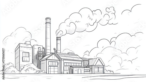 Hand drawn factory illustration