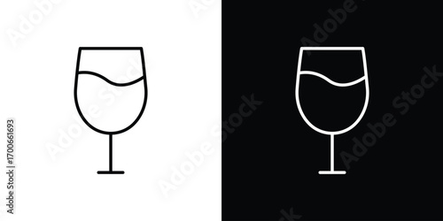 Wine glass icon in line design. editable stroke icon.