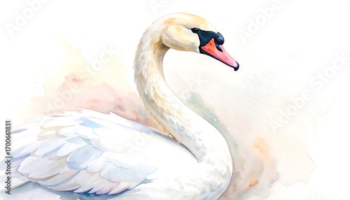Watercolor swan portrait