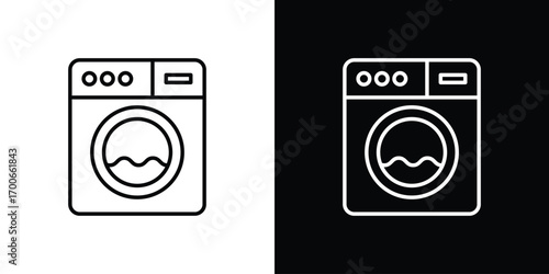 Washing machine icon in line design. editable stroke icon.