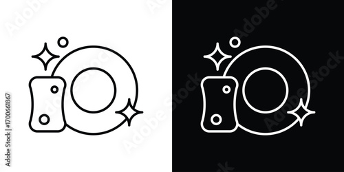 Washing dishes icon in line design. editable stroke icon.