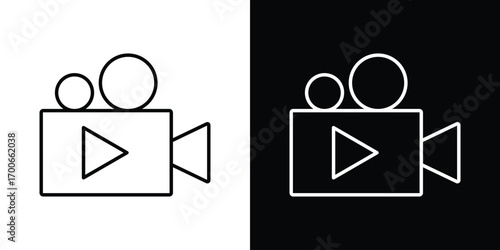 Video camera icon in line design. editable stroke icon.