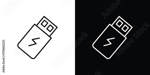 USB icon in line design. editable stroke icon.