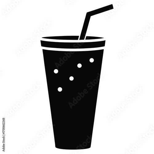 iced coffee tumbler with straw vector icon