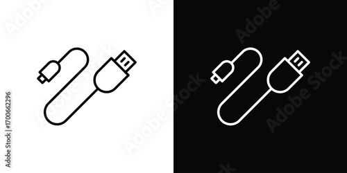 USB cable icon in line design. editable stroke icon.