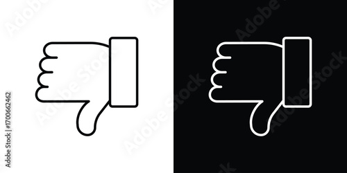 Thumbs down icon in line design. editable stroke icon.