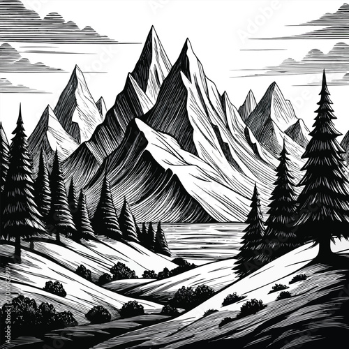 mountain landscape vector illustration