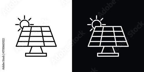 Solar panel icon in line design. editable stroke icon.