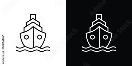 Ship icon in line design. editable stroke icon.