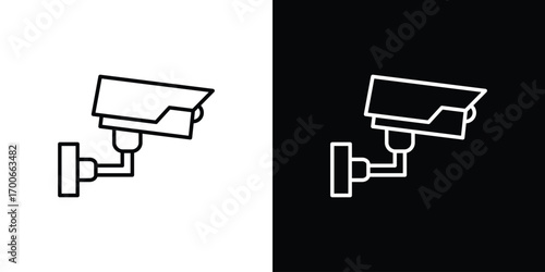 Security camera icon in line design. editable stroke icon.