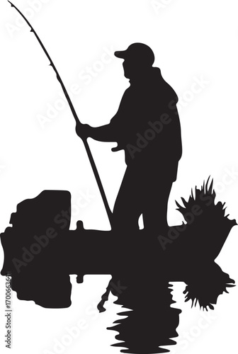 silhouette of a fisherman