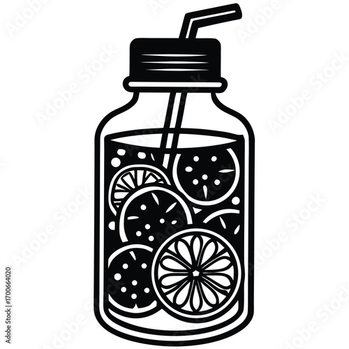 infused water bottle  fruit inside  vector icon