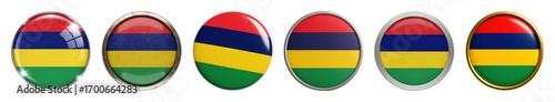 Free Download Mauritius flag badge set including glossy, metallic, distressed, gold, and silver framed styles isolated. National symbol collection for design. - GFXLoad