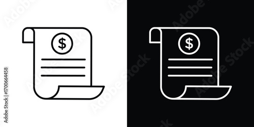 Receipt icon in line design. editable stroke icon.