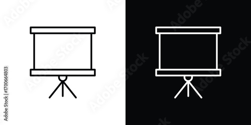Presentation screen icon in line design. editable stroke icon.