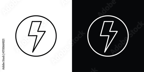 Power icon in line design. editable stroke icon.