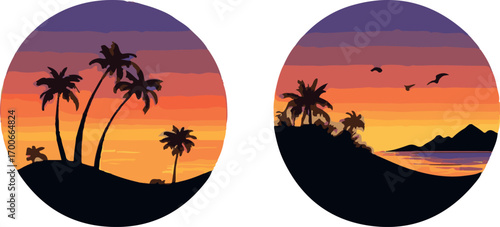 silhouette of a tropical island