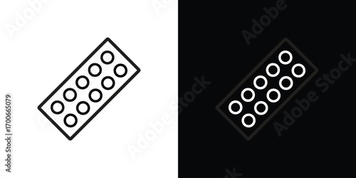 Pill blister pack icon in line design. editable stroke icon.