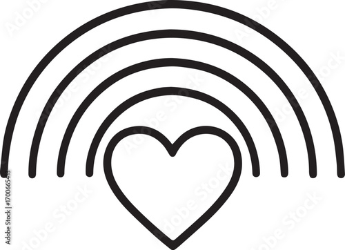 Rainbow Heart: A minimalist illustration features a heart nestled beneath a vibrant rainbow. The artwork evokes feelings of love, hope, and positivity. 