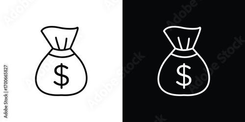 Money bag icon in line design. editable stroke icon.