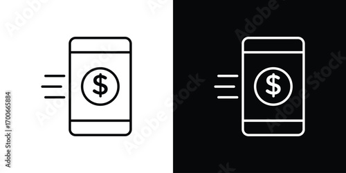 Mobile banking icon in line design. editable stroke icon.