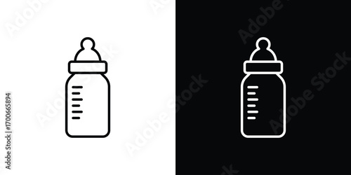 Milk bottle icon in line design. editable stroke icon.