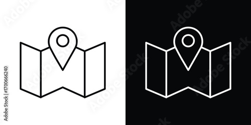 Map icon in line design. editable stroke icon.