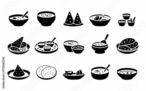 Vector art of collection of indian food silhouettes