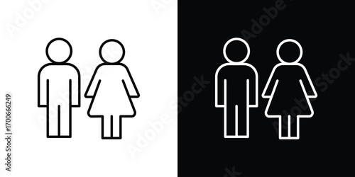 Man and woman icon in line design. editable stroke icon.