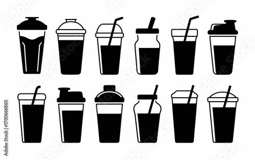 Vector art of black plastic cup with straw vector illustration