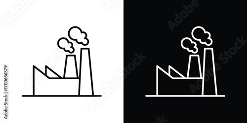 Industrial factory icon in line design. editable stroke icon.