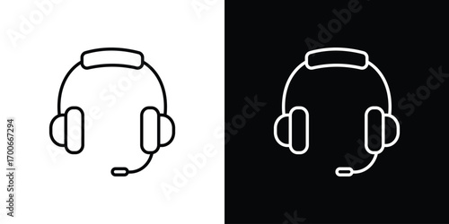 Headset icon in line design. editable stroke icon.