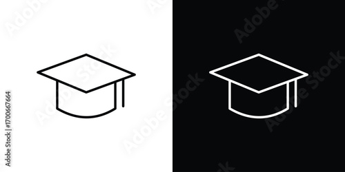 Graduation cap icon in line design. editable stroke icon.
