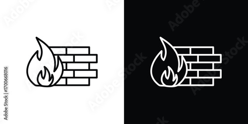 Firewall icon in line design. editable stroke icon.