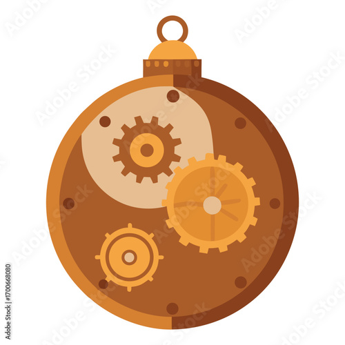 Steampunk Gears and Clockwork Christmas Sphere Ornament Vector