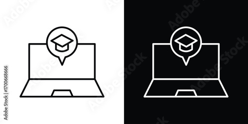 E-learning icon in line design. editable stroke icon.