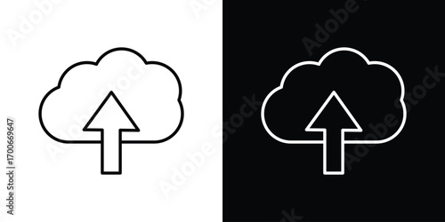 Cloud upload icon in line design. editable stroke icon.
