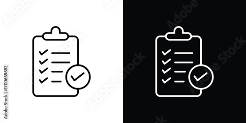 Clipboard check icon in line design. editable stroke icon.