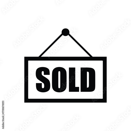 Sold Sign Icon Vector Illustration for Real Estate and Business
