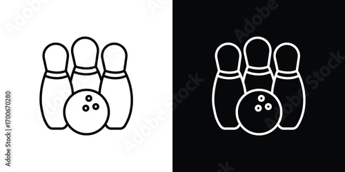 Bowling icon in line design. editable stroke icon.