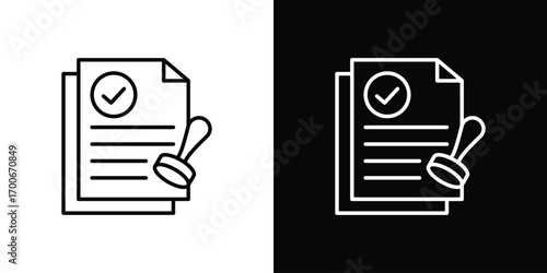 Approved document icon in line design. editable stroke icon.