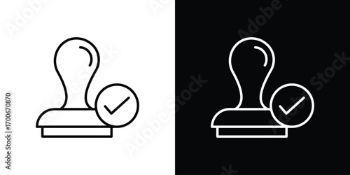 Approval stamp icon in line design. editable stroke icon.